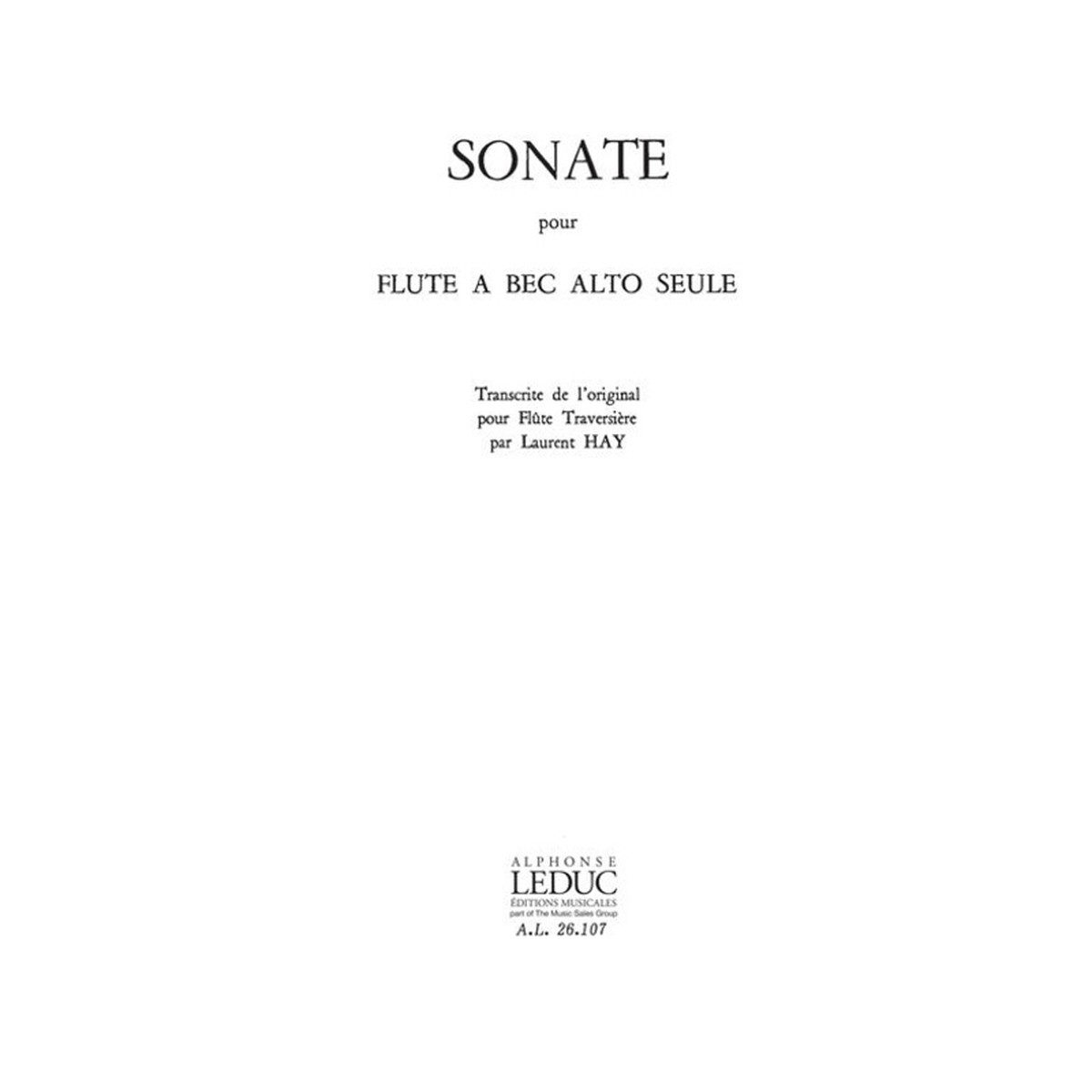Bach C.P.E.: Sonata for Alto Recorder